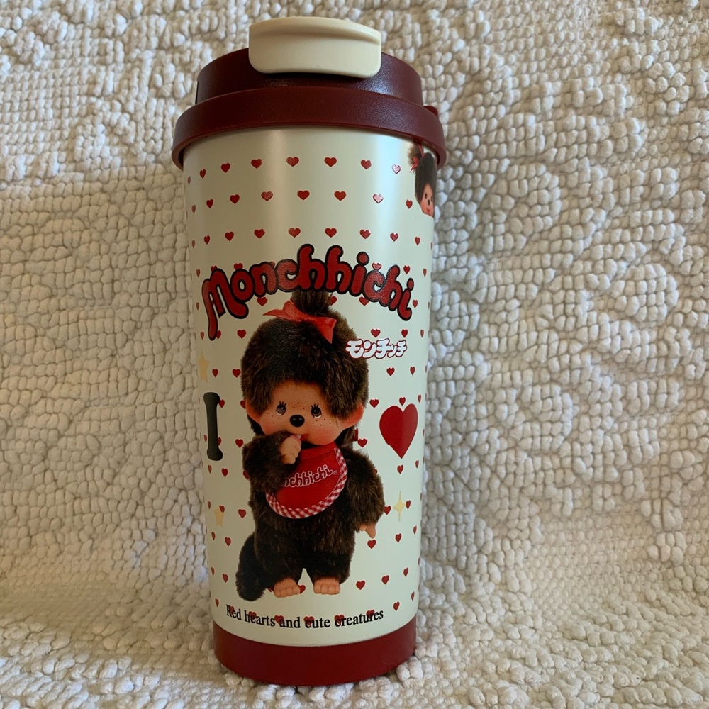 Red and White Travel Tumbler - Cute Hearts Design